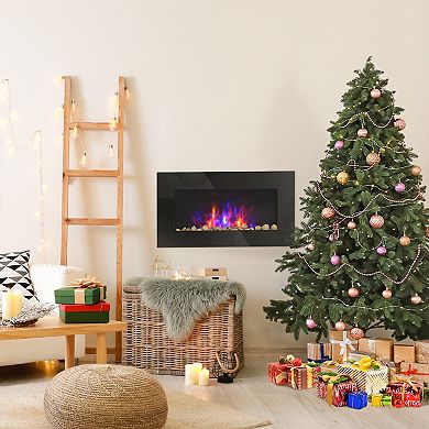 HOMCOM 41.3" 1500W Electric Fireplace with 7-Color Flame Effect