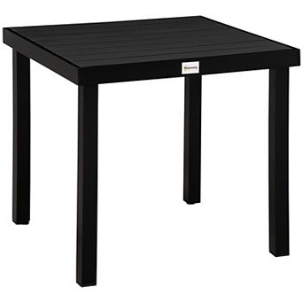 Outsunny Patio Dining Table for 4, Rectangular Aluminum Outdoor Table for Garden Lawn Backyard, Black