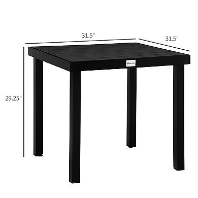 Outsunny Patio Dining Table for 4, Rectangular Aluminum Outdoor Table for Garden Lawn Backyard, Black