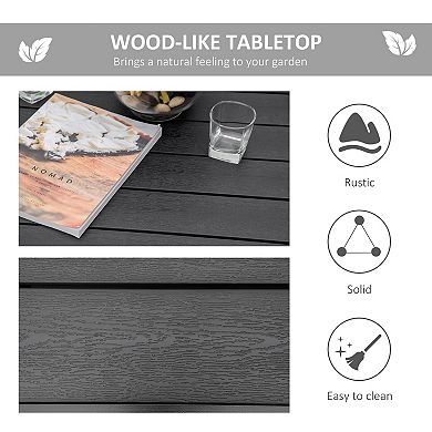 Outsunny Patio Dining Table for 4, Rectangular Aluminum Outdoor Table for Garden Lawn Backyard, Black