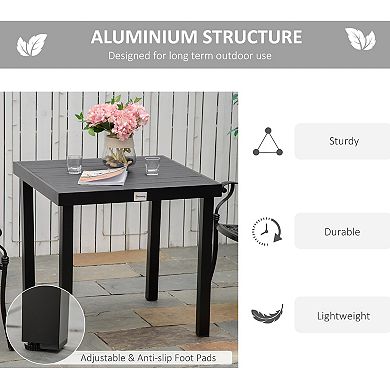 Outsunny Patio Dining Table for 4, Rectangular Aluminum Outdoor Table for Garden Lawn Backyard, Black