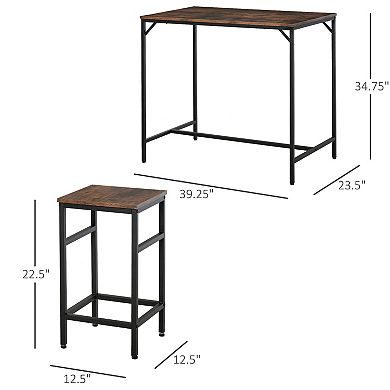 Wooden 4 Seater Dinner Tabletop Furniture Set With 4 Chairs & Steel Legs, Black