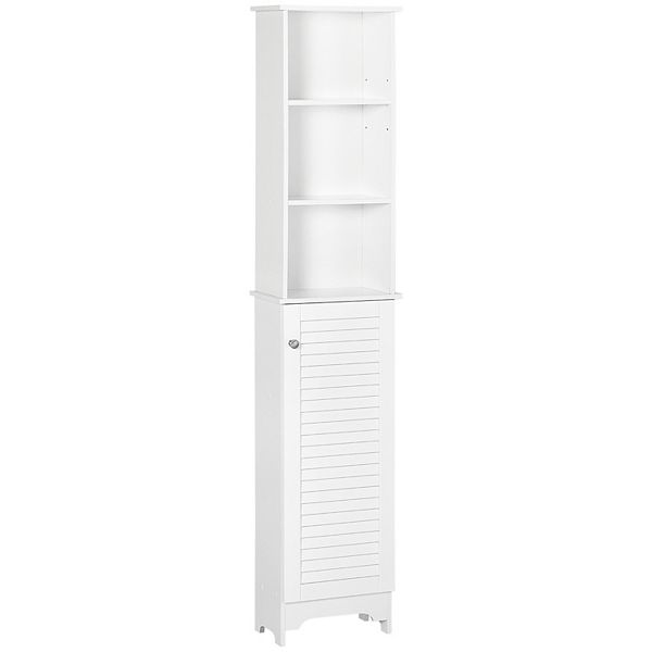 Tall Bathroom Storage Linen Tower with 3 Tier Open Adjustable Shelf