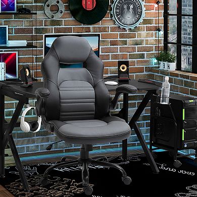 Ergonomic Racing Gamer Seat With Breathable Sponge Padded Seat And Armrest