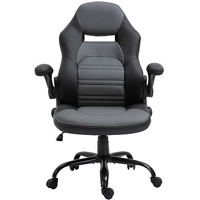 Vinsetto Ergonomic Gaming Chair Racing Style Computer Chair Executive Home Office Desk Chair with Faux PU Leather Tilt Adjustable Height and 360 Swivel Wheels Black/Grey