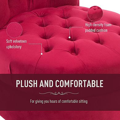 HOMCOM Retro Button-Tufted Royal Design High Back Armless Chair w/Thick Padding