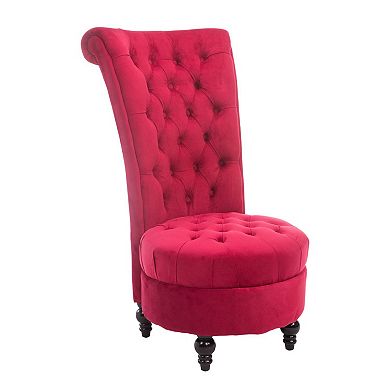 HOMCOM High Back Accent Chair Upholstered Armless Chair Retro Button Tufted Royal Design with Thick Padding and Rubberwood Leg for living Room Dining room and Bedroom Crimson Red