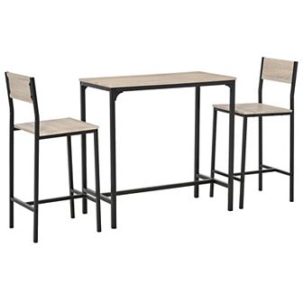 HOMCOM 3 pc Industrial Dining Table Set Counter Height Bar Table and Chairs Set for Small Space in the Dining Room