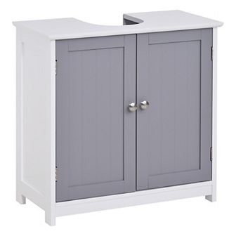 Short Pedestal Sink Washroom Storage Furniture W/double Doors And Moveable Shelf