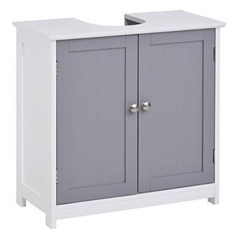 Short Pedestal Sink Washroom Storage Furniture W/double Doors And Moveable Shelf