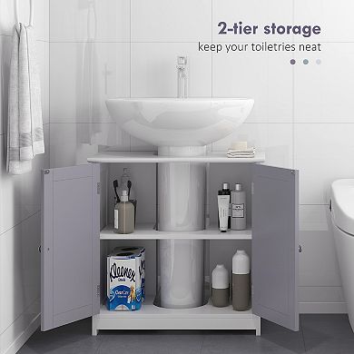 kleankin Pedestal Sink Storage Cabinet, Sink Bathroom Cabinet
