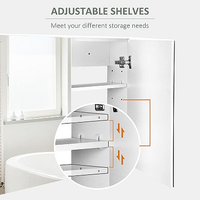 HOMCOM Double Door Wall Bathroom Mirror Medicine Cabinet w/ Modern Design