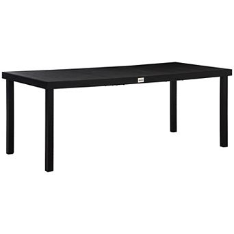 Outsunny Patio Dining Table for 8, Rectangular Aluminum Outdoor Table for Garden Lawn Backyard, Black