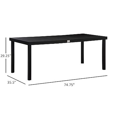 Outsunny Outdoor Dining Table for 8, Aluminum, Plastic, Woodgrain