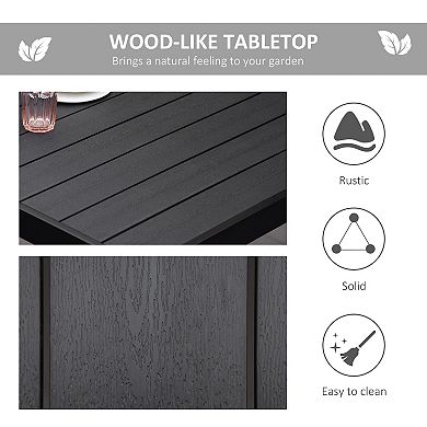 Outsunny Outdoor Dining Table for 8, Aluminum, Plastic, Woodgrain