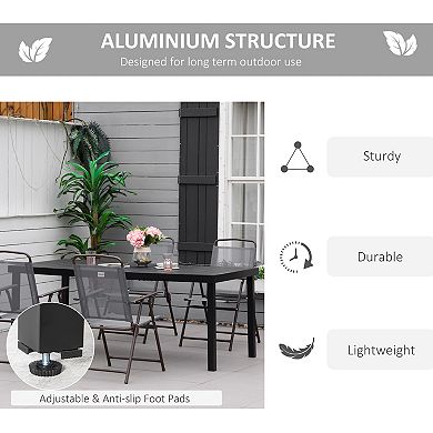 Outsunny Outdoor Dining Table for 8, Aluminum, Plastic, Woodgrain