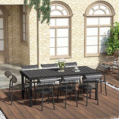 Outsunny Outdoor Dining Table for 8, Aluminum, Plastic, Woodgrain