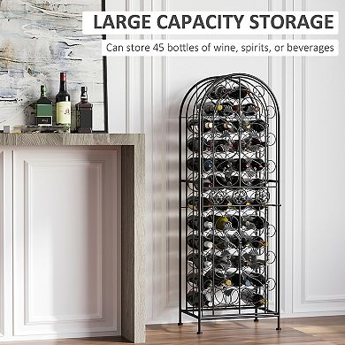 Free Standing Wine Rack 45 Bottle Holder Storage Metal Display Cabinet Home Bar