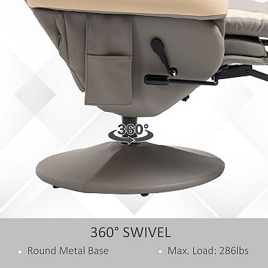 HOMCOM Manual Recliner Armchair PU Lounge Chair w/ Footrest & 135° Reclining