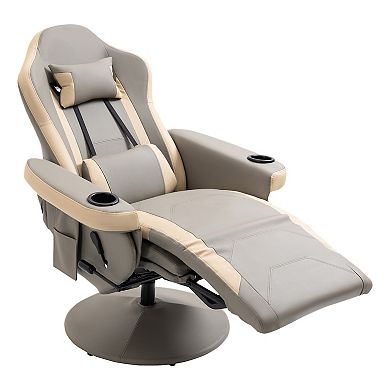 Manual Recliner Armchair Pu Sofa Chair W/ Adjustable Leg Rest & 135° Reclining