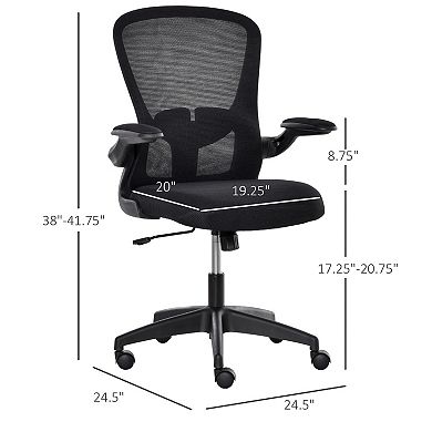 Vinsetto Mid Back Mesh Home Office Chair Ergonomic Computer Task Chair with Lumbar Back Support Adjustable Height and Flip Up Arms Black