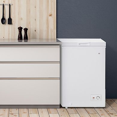 Compact Chest Freezer 3.5 Cu Ft W/ Removable Basket & 7 Temperature Settings