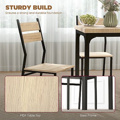 Industrial Contemporary Compact Breakfast Nook 3pc Table and Chairs Set