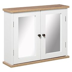 kleankin Steel Wall Mount Medicine Cabinet 3 Tier Emergency Box for  Bathroom Kitchen, Lockable with 2 Keys, White