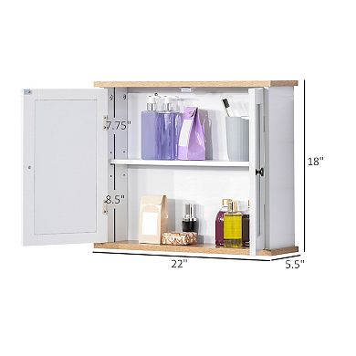 Wooden Wall Mount Storage Cupboard W/adjustable Interior Shelving For Bathroom