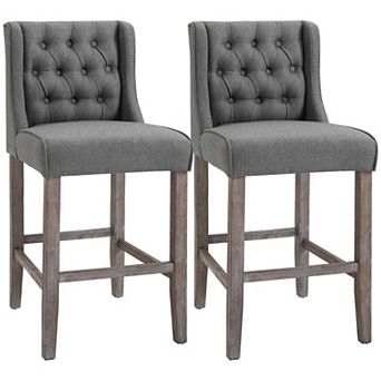HOMCOM 26.25" Counter Height Bar Stools, Upholstered Dining Chair Set of 2