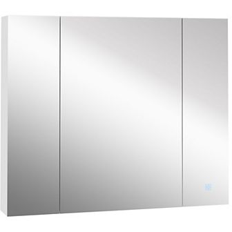 Led Lighted Mirror Cabinet Wall-mounted Bathroom Organizer W/ Touch Switch