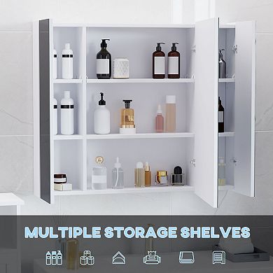 kleankin LED Medicine Cabinet, Wall Bathroom Vanity Mirror Organizer