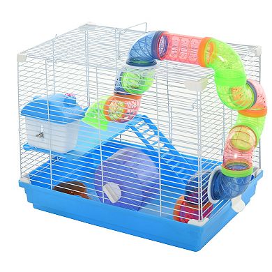 2-tiers Small Animal Cage/home With Water Bottle, Food Dishes, & Interior Ladder