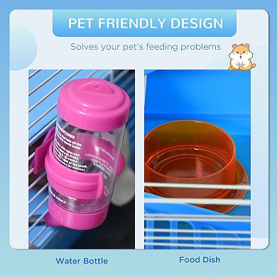 PawHut 18inch 2-Tier Hamster Cage with Wheel and Water Bottle