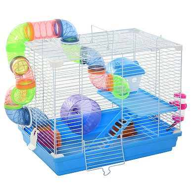 2-tiers Small Animal Cage/home With Water Bottle, Food Dishes, & Interior Ladder