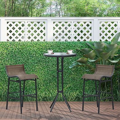 Outsunny 3 Piece Bar Height Outdoor Patio Pub Bistro Table Chairs Set with Comfortable Design and Durable Build Black/Tan