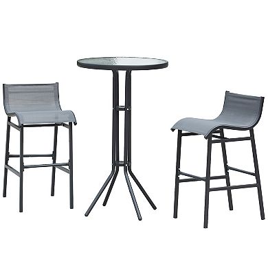 Outsunny 3 Piece Bar Height Outdoor Bistro Set For 2