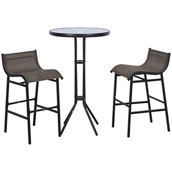 Outsunny 3 pc Bar Height Outdoor Bistro Set for 2