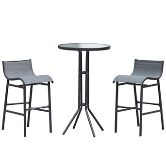 Outsunny 3 pc Bar Height Outdoor Bistro Set For 2