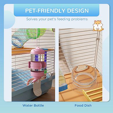 PawHut 18" 5-Tier Hamster Cage with Wheel and Water Bottle