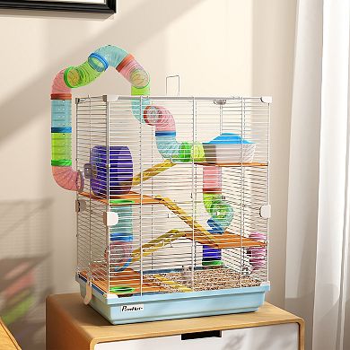 PawHut 18" 5-Tier Hamster Cage with Wheel and Water Bottle