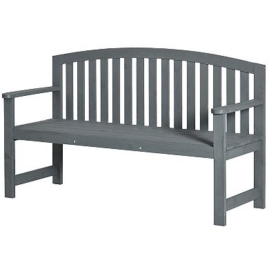 2-person Wooden Garden Bench Patio Chair W/ Arch Slatted Backrest