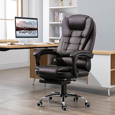 HOMCOM High Back Ergonomic Executive Office Chair PU Leather Computer ...