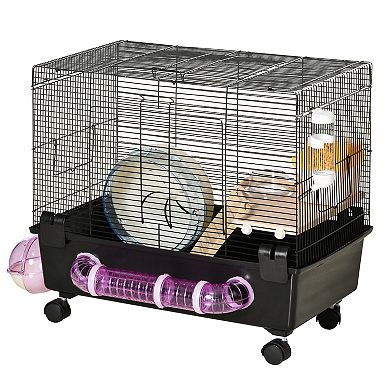 Multi-tier Hamster Habitat, Big Cage For Small Animals W/ Tubes, Ramp, Bottle