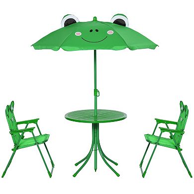 Kids Picnic Table And Chair Set Frog W/ Removable Adjustable Umbrella