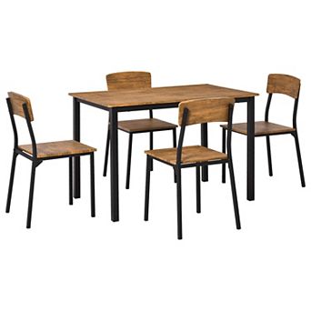 HOMCOM 5 pc Modern Industrial Dining Table and Chairs Set for Small Space kitchen Dining room