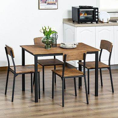 HOMCOM 5 Piece Modern Industrial Dining Table and Chairs Set for Small Space kitchen Dining room