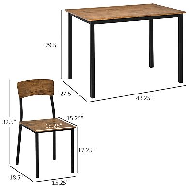HOMCOM 5 Piece Modern Industrial Dining Table and Chairs Set for Small Space kitchen Dining room