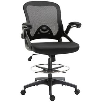 Tall Office Chair Mid-back Drafting Chair W/ Adjustable Height Lumbar Support