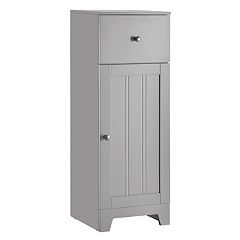 kleankin Slim Bathroom Cabinet, Freestanding Toilet Paper Storage with Two Drawers, Side Towel Rack, Four Castors, White